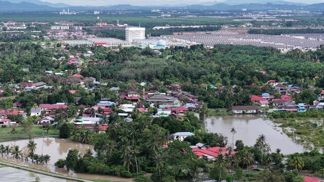 Labuh Banting green village landscape with palm plantations