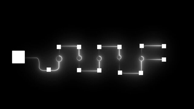 Decision tree diagram. Scenario analysis and strategic planning. AI and machine learning algorithms. Businessperson tapping the diagram.