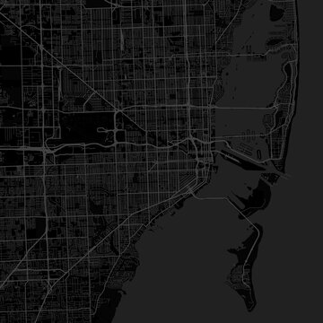 Miami City Map Refined Cartographic Artwork with Elegant Monochrome Street Patterns, Designed for Elegant Home Interior and Sophisticated Wall Art Display, emphasizing refined linework.