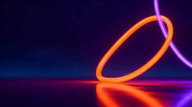 Neon light curves on reflective surface