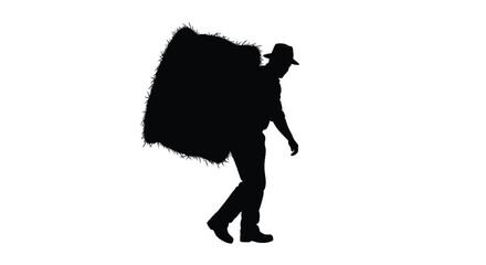 A traveler with a large pack walks forward a striking silhouette © momotaj