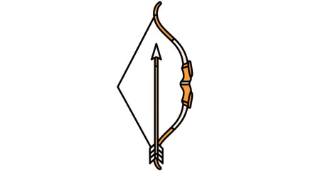 Traditional orange and brown bow and arrow on white background symbolizing hunting accuracy and adventure