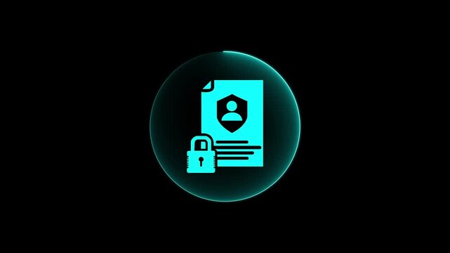 Data protection and cybersecurity concept with businessman holding hologram icon of secure personal information, digital privacy policy, and confidential identity management