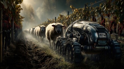 Robotic sheep mowing vineyard grass