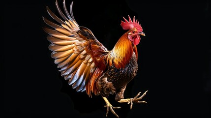 Fototapeta premium Vibrant rooster jumping, dynamic digital illustration