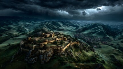 Ancient fortress aerial view landscape