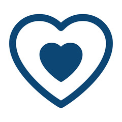 Symbol of nested hearts in deep blue hue representing love connection and inner self isolated on a clean white background symbolizing care affection and intimacy in relationships versatile graphic
