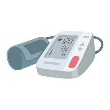 Modern Electronic Blood Pressure Monitor Illustration with Clear Display Readings