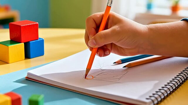 Drawing activity with colored blocks