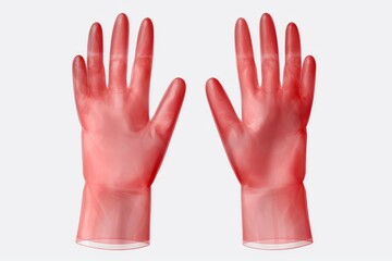 Obraz premium Red translucent protective gloves preventing contagion and spreading germs