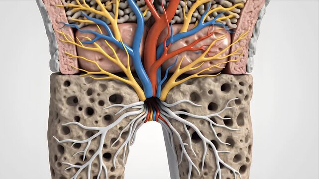 Detailed CGI Cross-Section of a Human Tooth Showing Enamel Dentin Pulp and Blood Vessels Educational Medical
