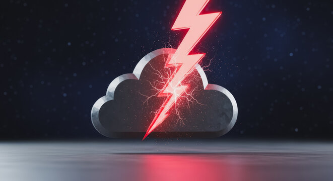 Red lightning bolt striking a dark cloud icon