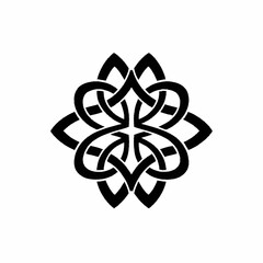 Intricate Celtic Knot Flower Design Black and White.