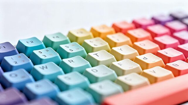 Colorful keyboard keys in closeup