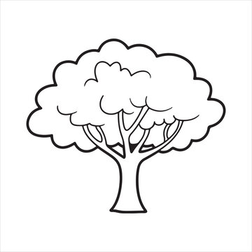 Single line art drawing of broadleaf tree nature minimal vector illustration
