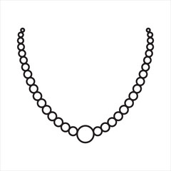 Obraz premium Beaded necklace icon with chain line art, Native Beaded Necklace Line Art Icon vector illustration