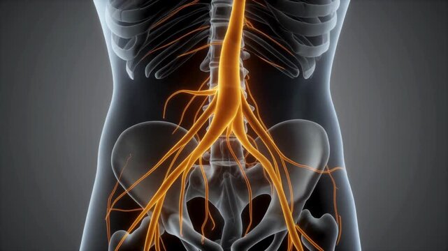 Human body with highlighted nervous system