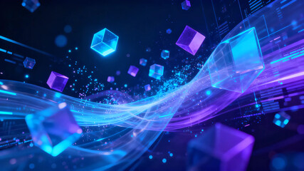 blue Abstract digital technology background. copy space