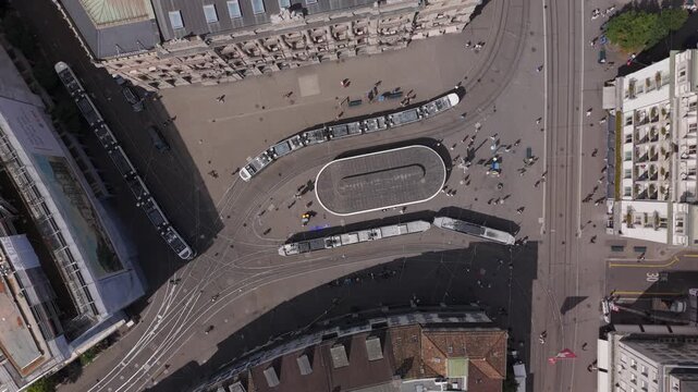 Zurich city tram drone