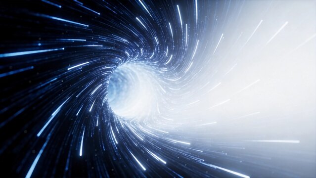 Fluid, rarely deep blue and white gradient small brush glows in the changing sense of space, ray tracing vastness, loneliness, panoramic perspective background