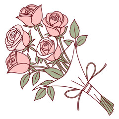 A bouquet of flowers and plants perfect for present. Illustrated with a gentle touch. Soft. Gratitude. Surprise. Gift. Present. pale color