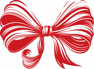 Watercolor. Red ribbon tied in a bow. Vector format cut out against a white background. Suitable for use on postcards, banners, wedding invitations, and more.