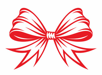 Watercolor. Red ribbon tied in a bow. Vector format cut out against a white background. Suitable for use on postcards, banners, wedding invitations, and more.