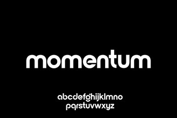 Momentum font displayed in white on a black background with alphabet characters.