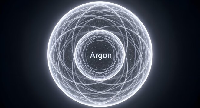 Atomic Structure of Argon Element with Electron Orbits.