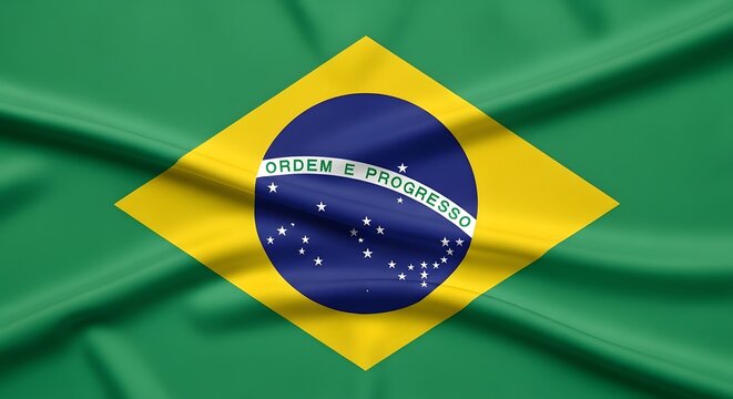 The flag of brazil with green field and yellow diamond emblem