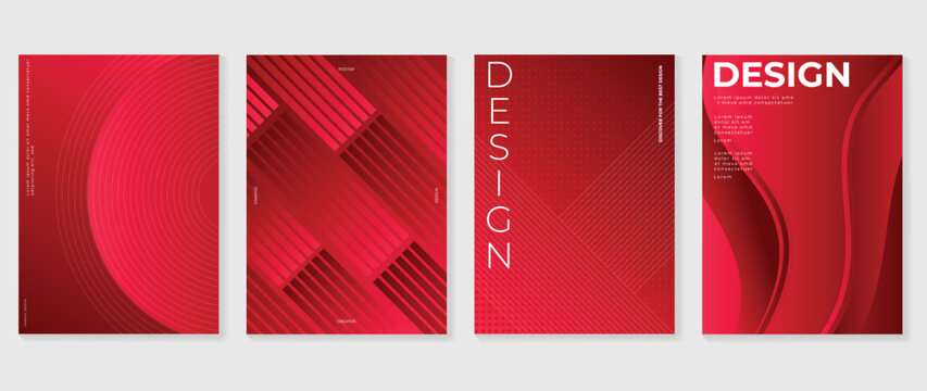 Modern abstract wave poster cover vector background with red crimson gradient curves and smooth depth. Bold design for magazine cover, flyer, banner, presentation, branding.