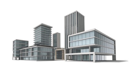 modern office building with white background