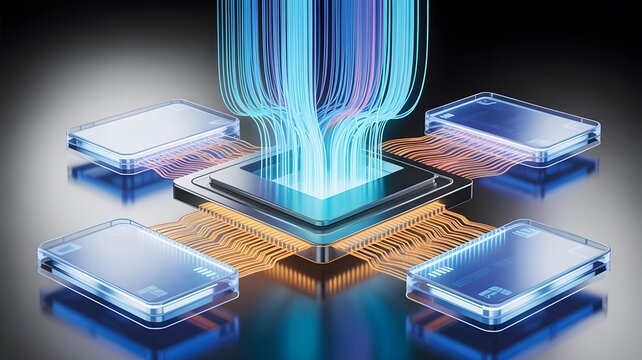 Central processor receiving data streams from multiple digital modules technology