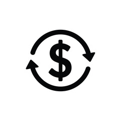 Obraz premium Black dollar sign with circular arrows currency symbol