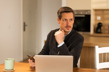 Bussines Man Thinking While Working