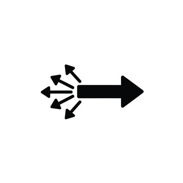 Black arrow with smaller arrows radiating white background