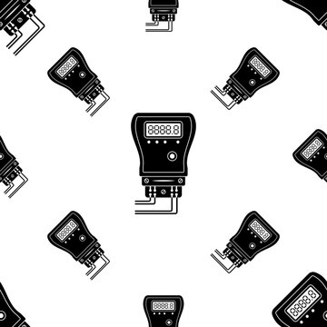 Electric Meter Icon Seamless Pattern, Electricity Meter