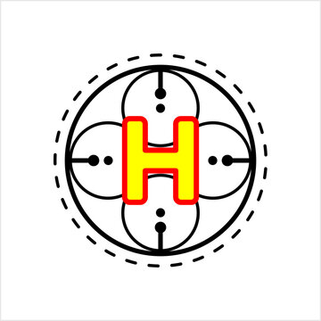 Helipad Icon, Helicopter Landing Pad, Area, Platform, H Letter,
