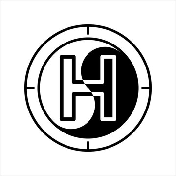 Helipad Icon, Helicopter Landing Pad, Area, Platform, H Letter,