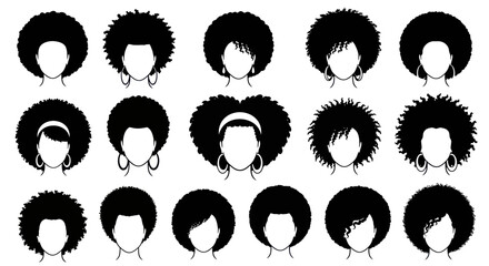 Diverse Afro Hairstyles Collection - Black Woman Hair Icons