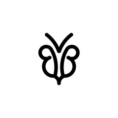 Logo design with butterfly shape for company brand symbol.