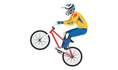 Fototapeta premium BMX Rider Performing Wheelie Stunt Vector Illustration