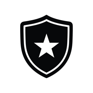 Black shield with white star symbol