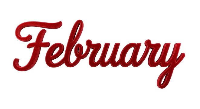 February typographic graphic, a digitally created artistic representation of the month name