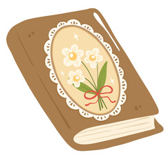 Vintage Floral Book Illustration &ndash; Cottagecore Reading Aesthetic