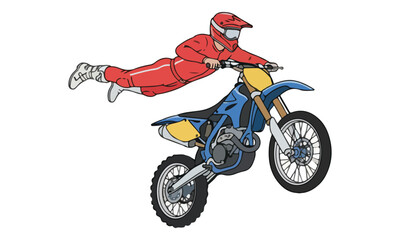 Obraz premium Motocross Rider Performing Superman Stunt on Dirt Bike