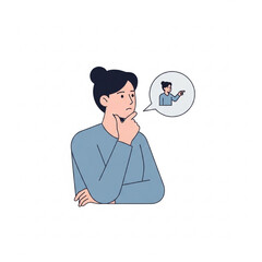 Minimalist Vector Illustration of Person Speaking with Tiny Self in Speech Bubble, Modern Flat Design