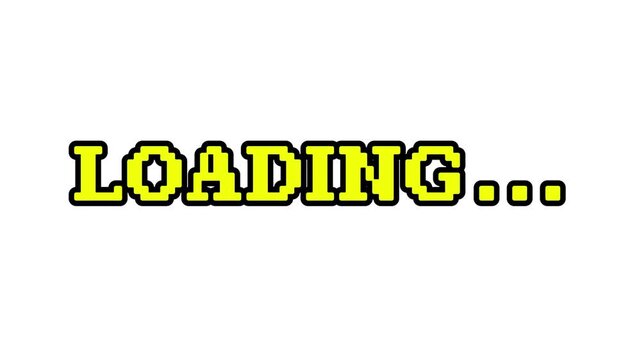 Game Style Loading Screen 8 Bit Pixel Text Animation Retro Video Game Message Loop on White Background 4k video animation seamless loop