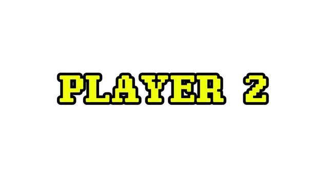 Player 2 8 Bit Pixel Text Animation Retro Video Game Message Loop on White Background 4k video animation seamless loop