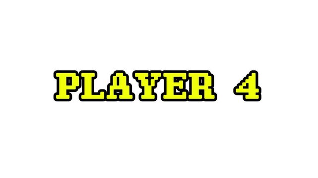 Player 4 8 Bit Pixel Text Animation Retro Video Game Message Loop on White Background 4k video animation seamless loop